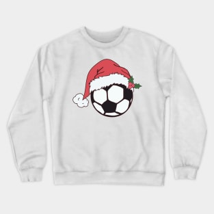 Soccer Ball with Christmas Hat Crewneck Sweatshirt